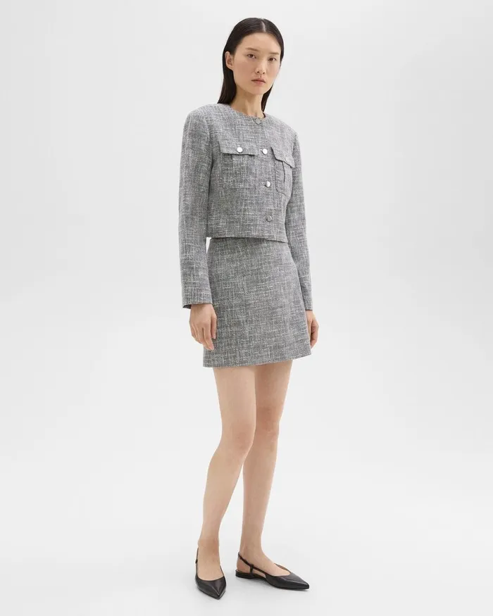 Women Skirts Theory Mini Skirt In Canvas Tweed Black Multi