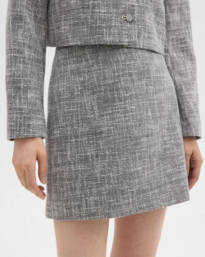 Women Skirts Theory Mini Skirt In Canvas Tweed Black Multi
