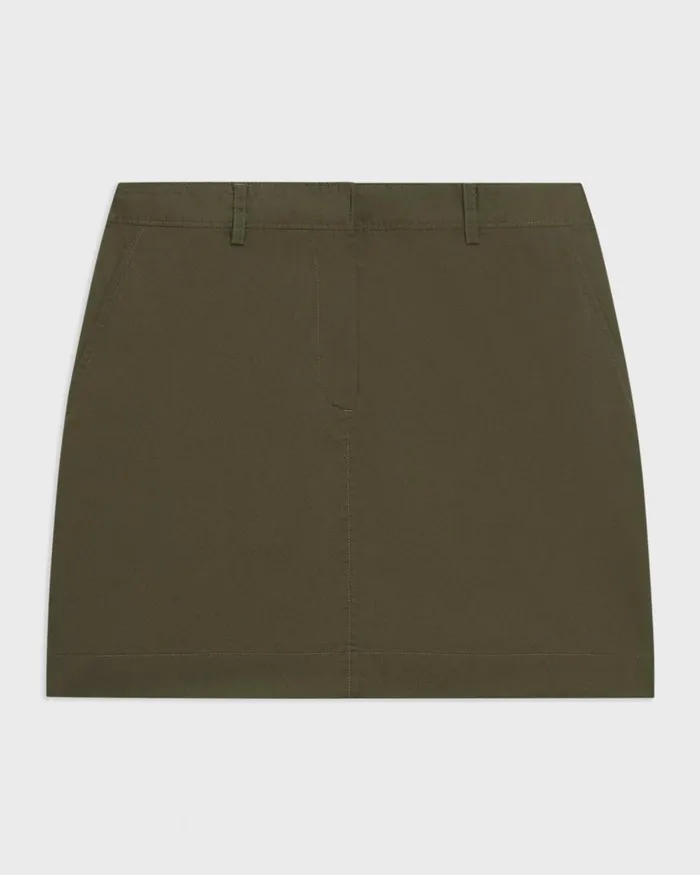 Women Skirts Theory Mini Trouser Skirt In Organic Cotton Dark Olive