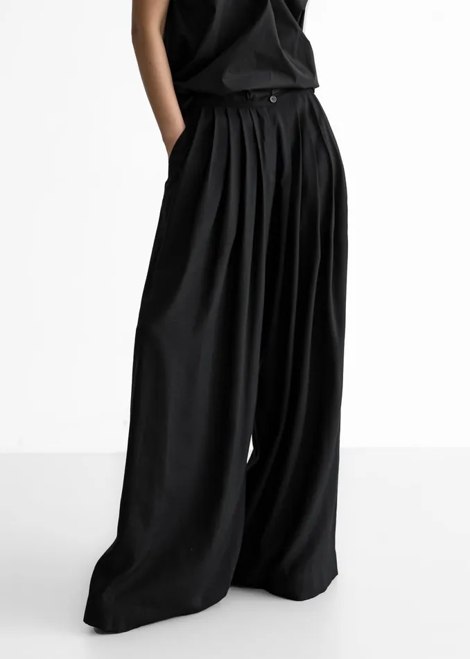 Women Sloane Wide Leg Trousers 8211 Black The Frankie Shop Bottoms