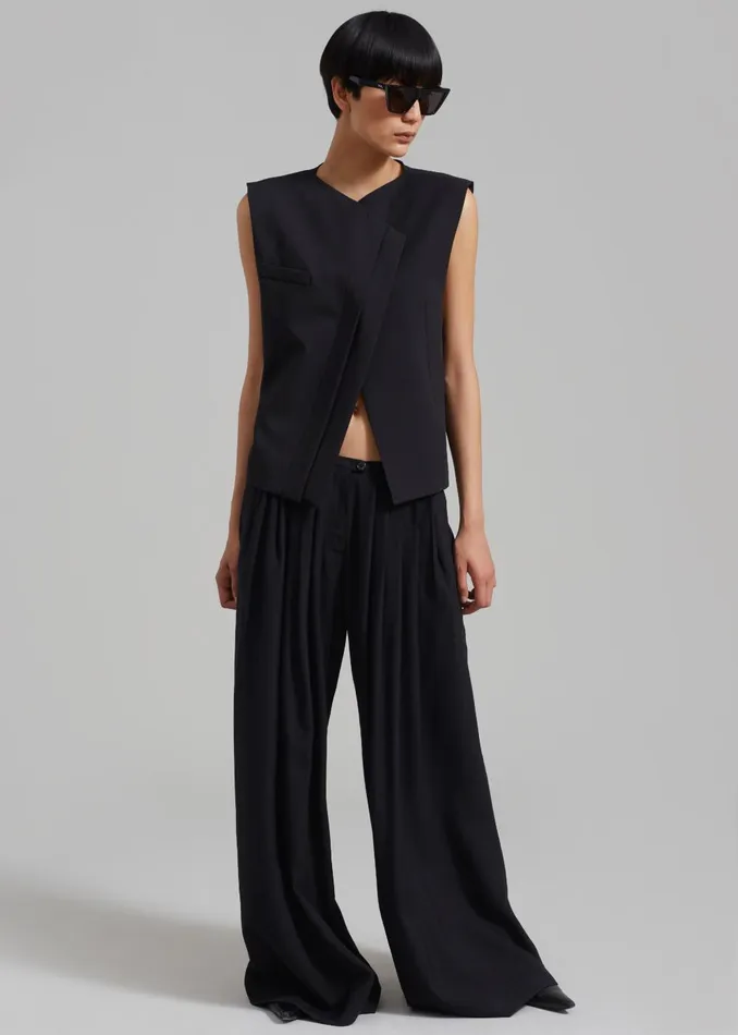 Women Sloane Wide Leg Trousers 8211 Black The Frankie Shop Bottoms