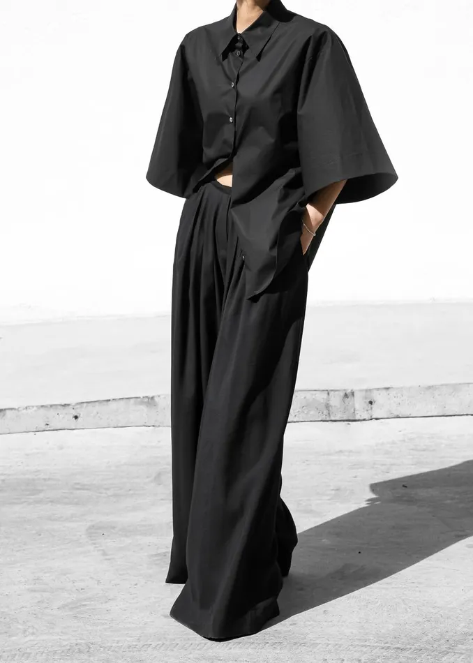 Women Sloane Wide Leg Trousers 8211 Black The Frankie Shop Bottoms
