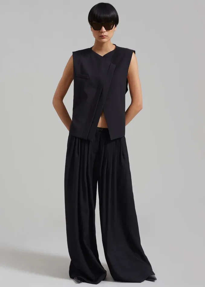 Women Sloane Wide Leg Trousers 8211 Black The Frankie Shop Bottoms