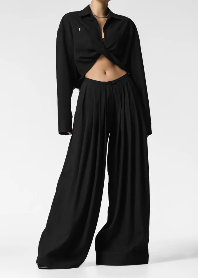 Women Sloane Wide Leg Trousers 8211 Black The Frankie Shop Bottoms