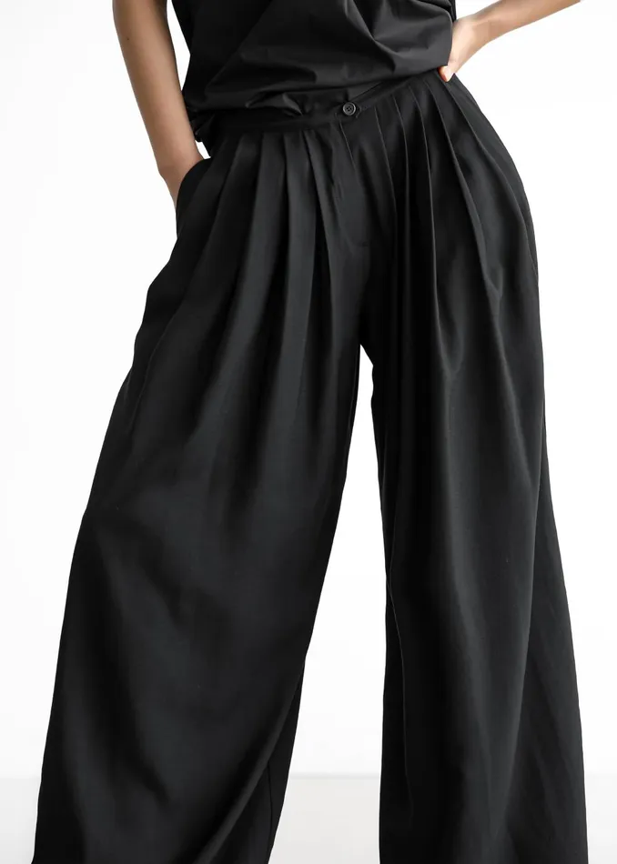 Women Sloane Wide Leg Trousers 8211 Black The Frankie Shop Bottoms