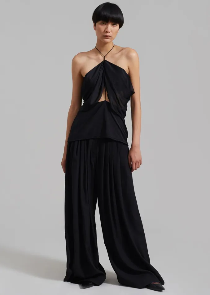 Women Sloane Wide Leg Trousers 8211 Black The Frankie Shop Bottoms