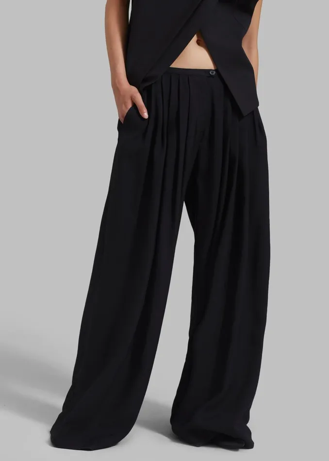Women Sloane Wide Leg Trousers 8211 Black The Frankie Shop Bottoms