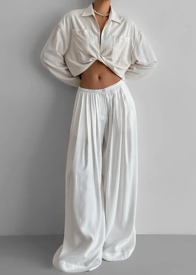 Women Sloane Wide Leg Trousers 8211 White The Frankie Shop Bottoms
