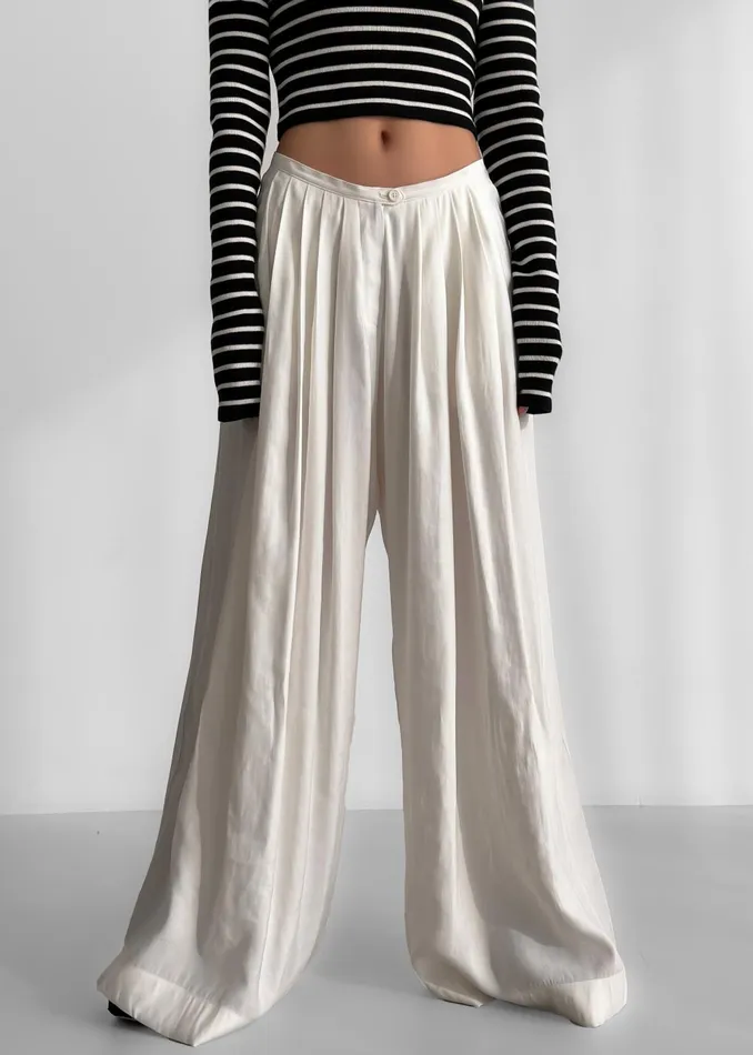 Women Sloane Wide Leg Trousers 8211 White The Frankie Shop Bottoms