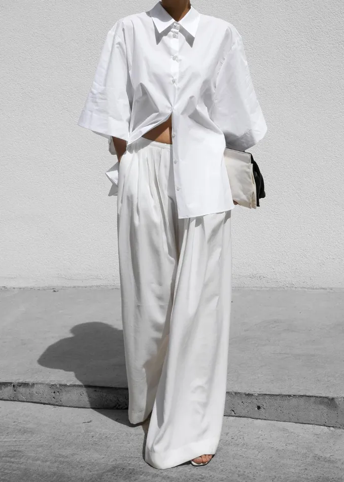 Women Sloane Wide Leg Trousers 8211 White The Frankie Shop Bottoms