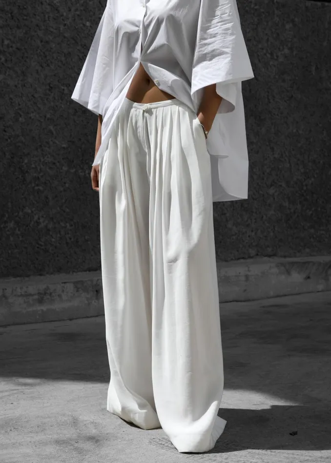 Women Sloane Wide Leg Trousers 8211 White The Frankie Shop Bottoms