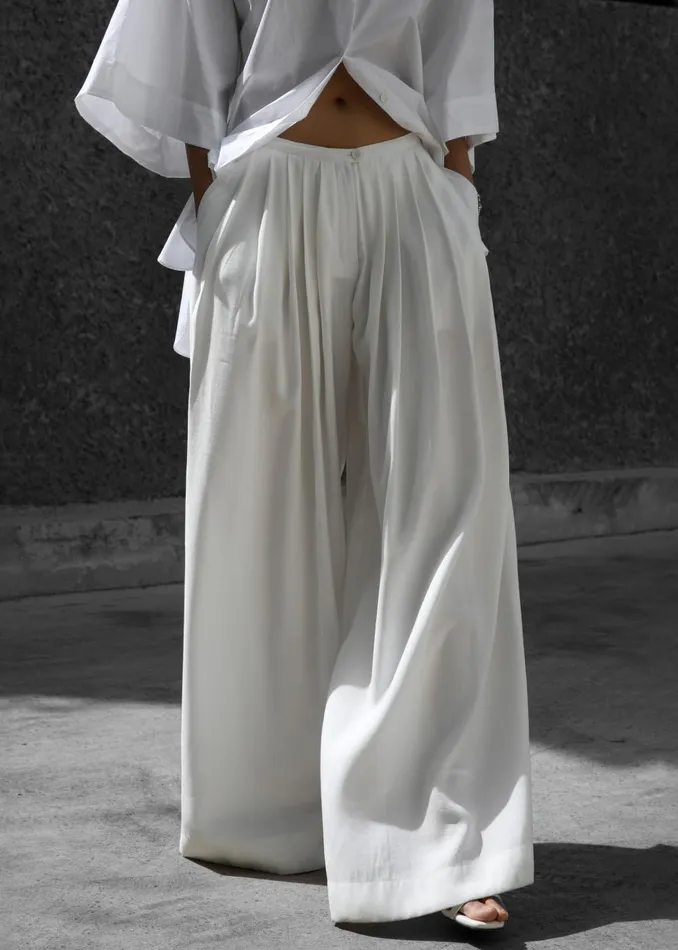 Women Sloane Wide Leg Trousers 8211 White The Frankie Shop Bottoms