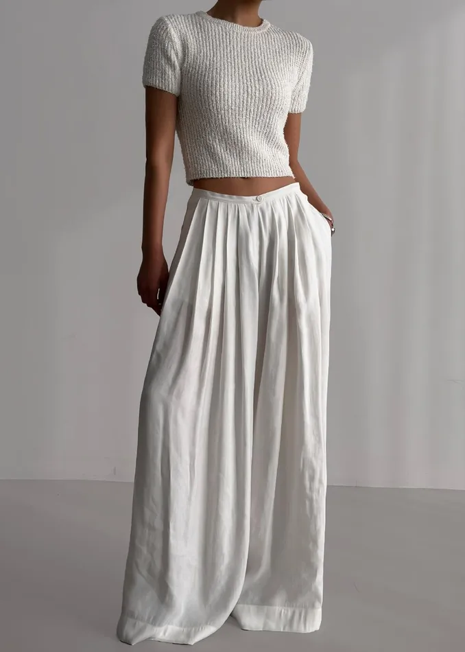 Women Sloane Wide Leg Trousers 8211 White The Frankie Shop Bottoms