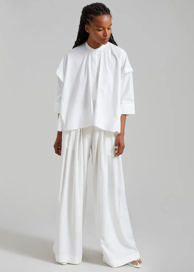 Women Sloane Wide Leg Trousers 8211 White The Frankie Shop Bottoms