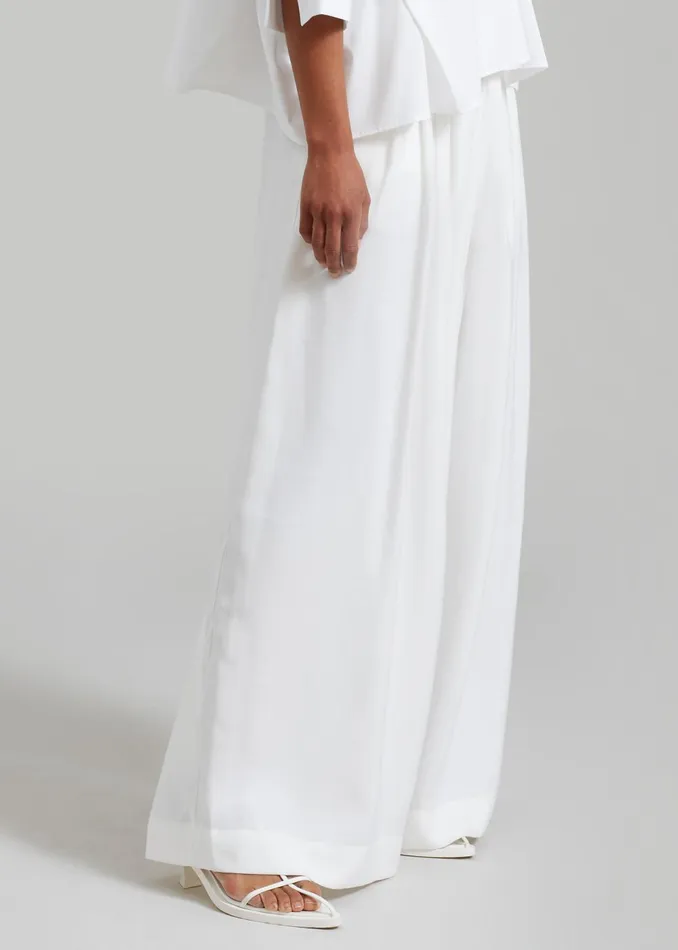 Women Sloane Wide Leg Trousers 8211 White The Frankie Shop Bottoms