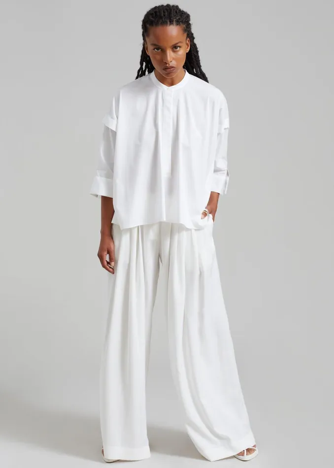 Women Sloane Wide Leg Trousers 8211 White The Frankie Shop Bottoms