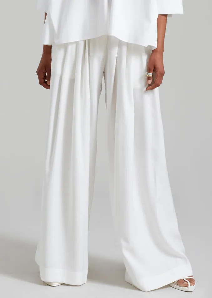 Women Sloane Wide Leg Trousers 8211 White The Frankie Shop Bottoms