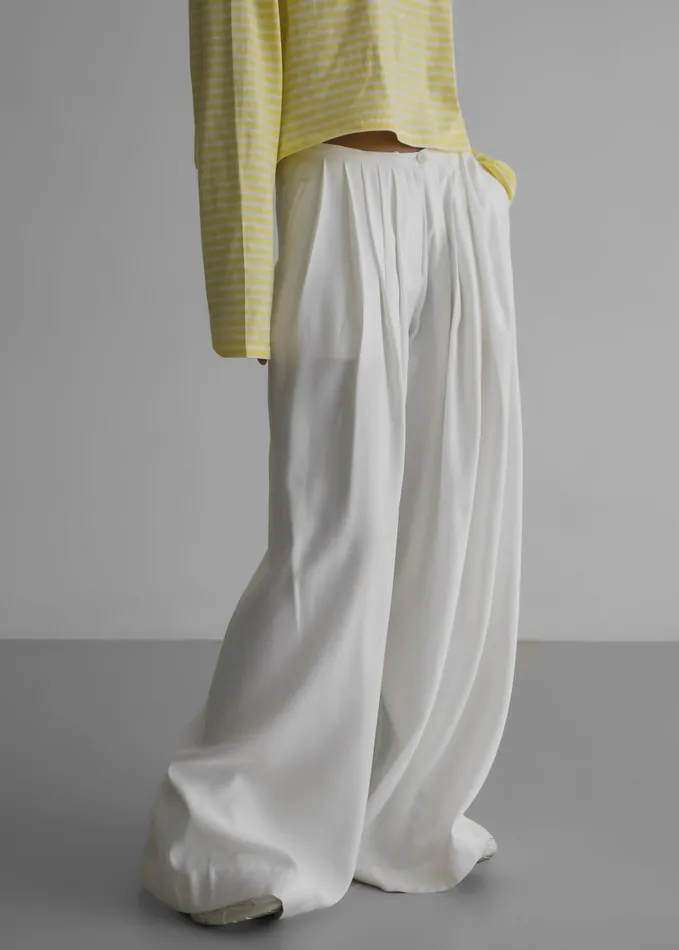 Women Sloane Wide Leg Trousers 8211 White The Frankie Shop Bottoms