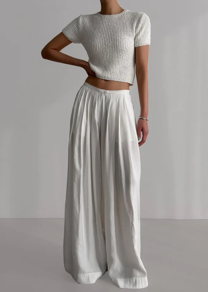 Women Sloane Wide Leg Trousers 8211 White The Frankie Shop Bottoms
