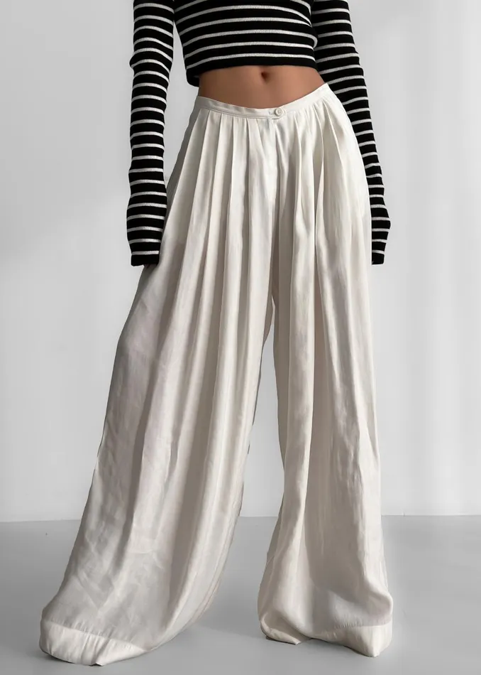 Women Sloane Wide Leg Trousers 8211 White The Frankie Shop Bottoms