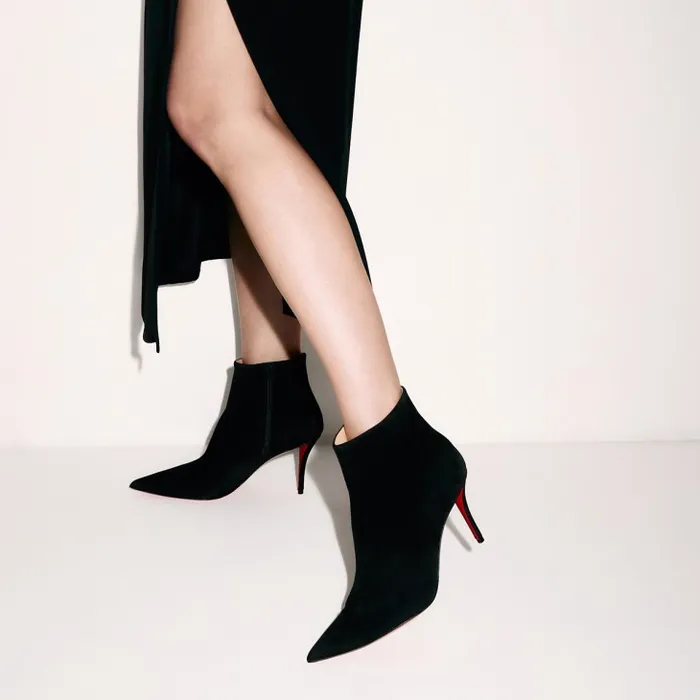 Women So Apostropha Booty 80 Mm Low Boots 8211 Veau Velours 8211 Black Christian Louboutin Boots Women So Apostropha Booty 80 Mm Low Boots 8211 Veau Velours 8211 Black Christian Louboutin Boots
