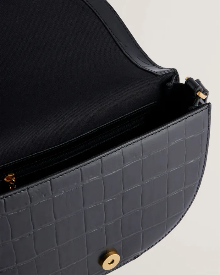 Women SOHHO 8211 Leather Padlock Saddle Bag Jetblack Ted Baker Crossbody Bags