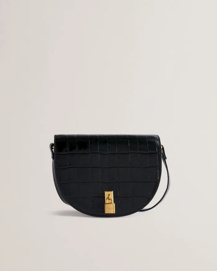Women SOHHO 8211 Leather Padlock Saddle Bag Jetblack Ted Baker Crossbody Bags