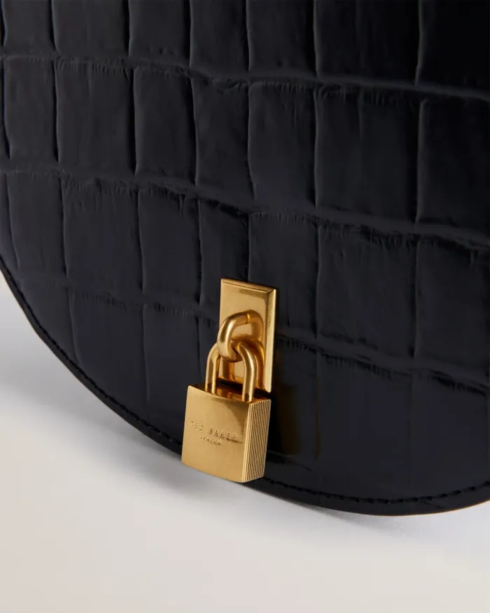Women SOHHO 8211 Leather Padlock Saddle Bag Jetblack Ted Baker Crossbody Bags