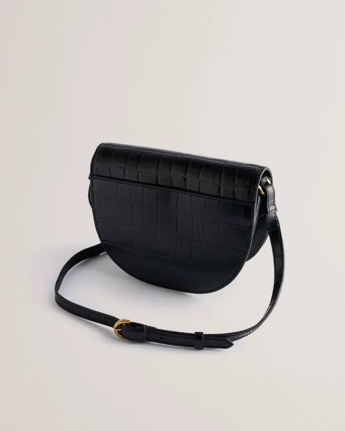 Women SOHHO 8211 Leather Padlock Saddle Bag Jetblack Ted Baker Crossbody Bags