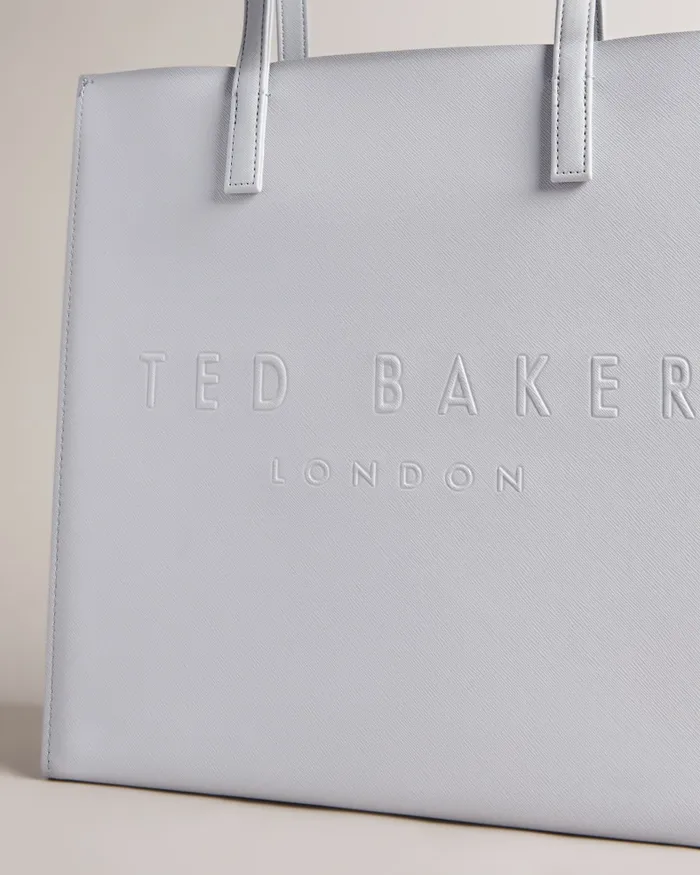 Women SOOCON 8211 Large Crosshatch Icon Bag Light Grey Ted Baker Tote Bags