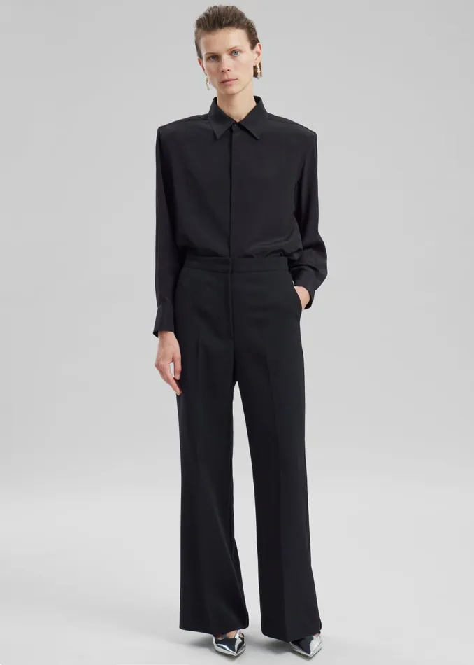 Women Sophie Silky Padded Shirt 8211 Black The Frankie Shop Tops