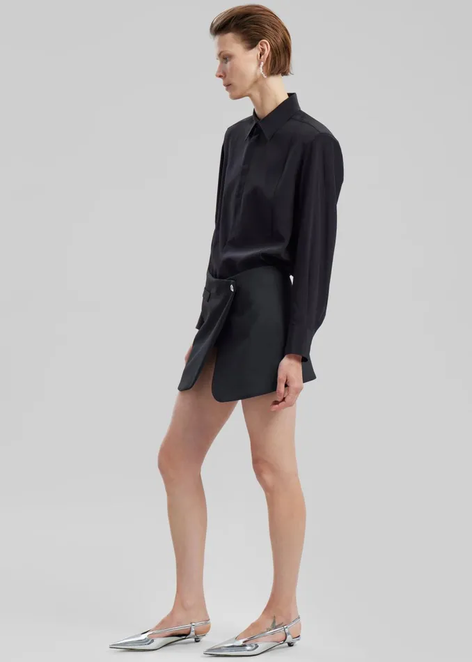 Women Sophie Silky Padded Shirt 8211 Black The Frankie Shop Tops