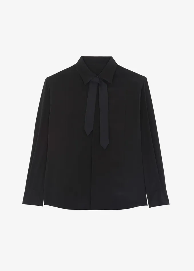 Women Sophie Silky Padded Shirt 8211 Black The Frankie Shop Tops