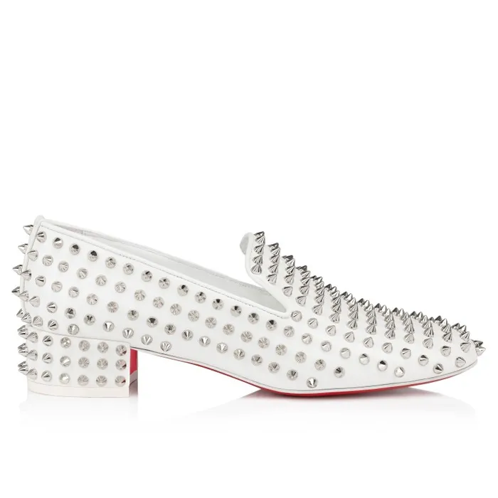 Women Spikeasy 30 Mm Loafers 8211 Nappa Leather 8211 Bianco Christian Louboutin Flats and Loafers