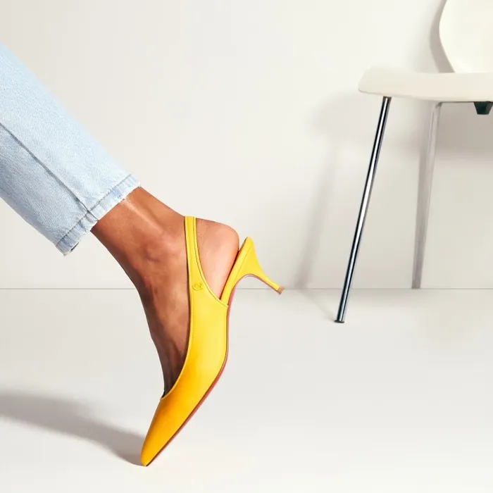 Women Sporty Kate Sling 55 Mm Sling Back Pumps 8211 Nappa Leather 8211 Pollen Christian Louboutin Pumps