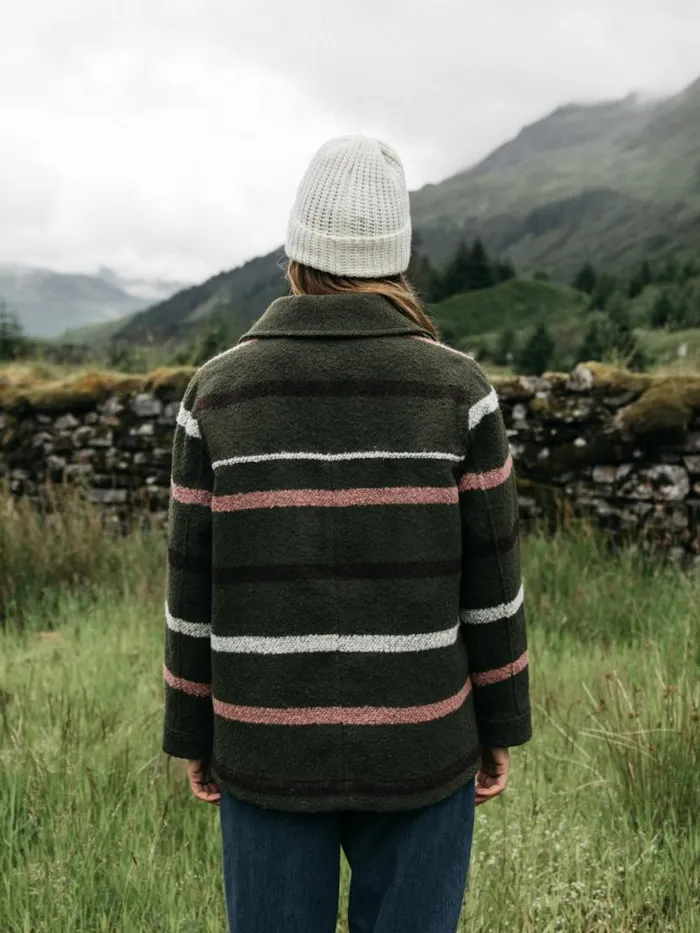 Women Stowe Blanket Jacket Olive Stripe Multi Finisterre Jackets Coats and Gilets