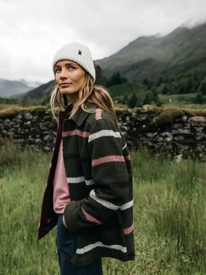 Women Stowe Blanket Jacket Olive Stripe Multi Finisterre Jackets Coats and Gilets