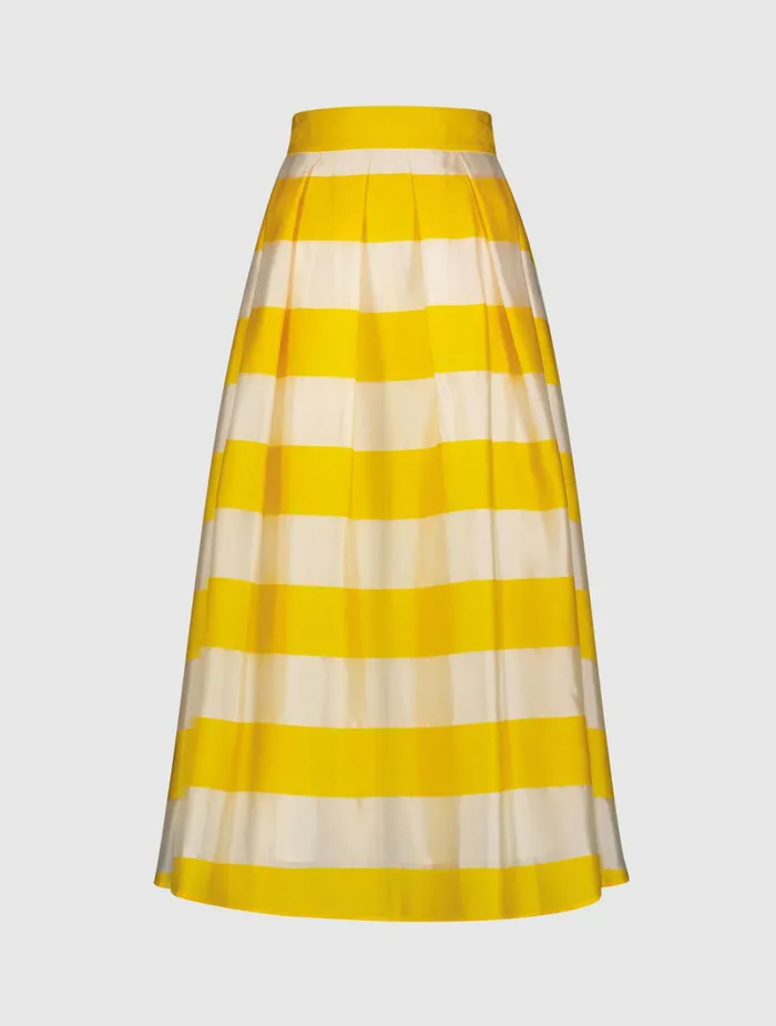 Women Striped Organza High Waisted Midi Skirt 8211 FINAL SALE Sunshine Skirts Mac Duggal