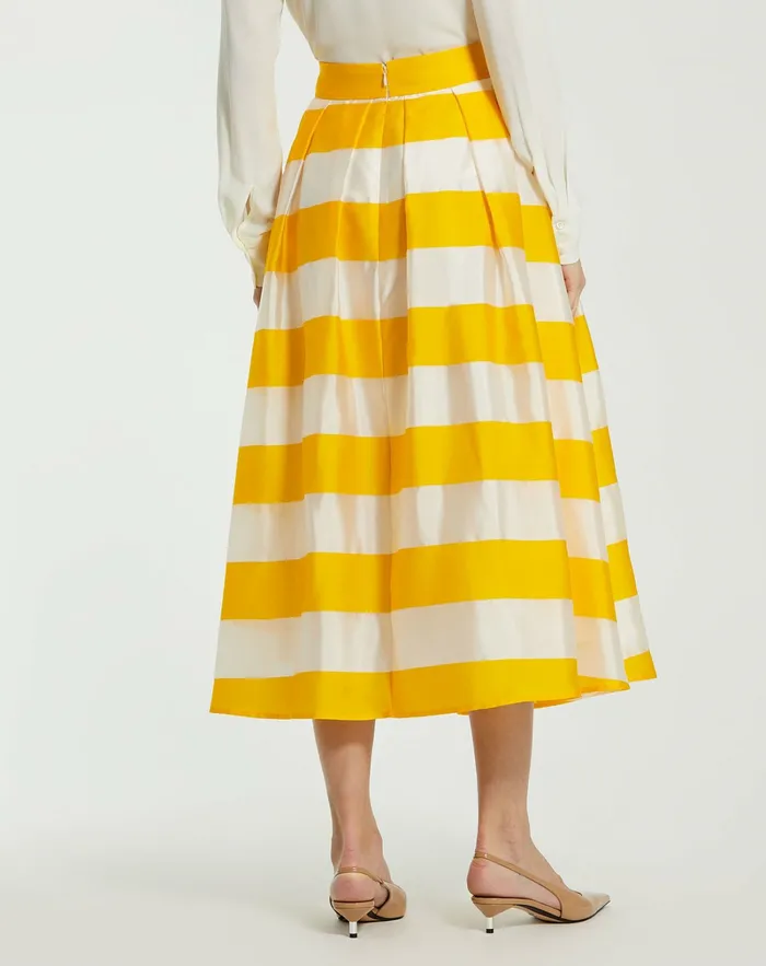 Women Striped Organza High Waisted Midi Skirt 8211 FINAL SALE Sunshine Skirts Mac Duggal