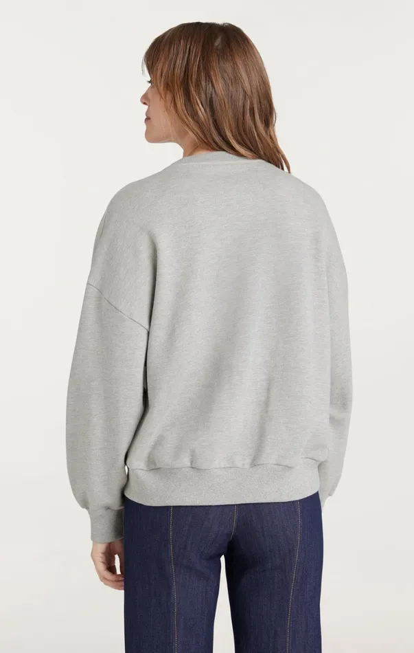 Women Sweaters and Knits Cinq Sept Heatset Smiley Joyeux Brandy Pullover Heather Greyblack