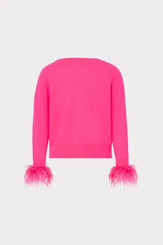 Women Sweaters and Knits Milly Feather Cuff Vneck Sweater Milly Pink Women Sweaters and Knits Milly Feather Cuff Vneck Sweater Milly Pink