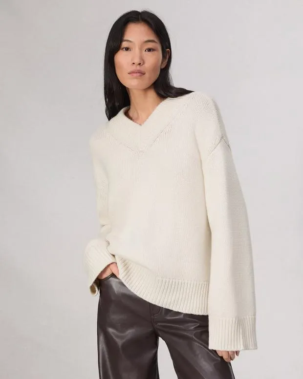 Women Sweaters and Sweatshirts Rag and Bone Danica VNeck Sweater Ivory