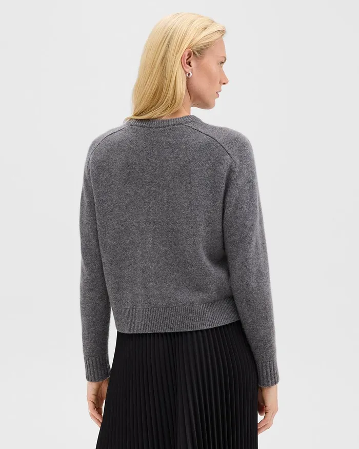 Women Sweaters Cardigans Theory Cropped Sweater In Cashmere Light Charcoal