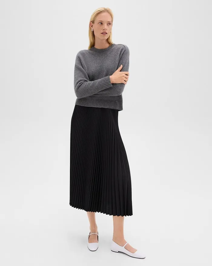 Women Sweaters Cardigans Theory Cropped Sweater In Cashmere Light Charcoal