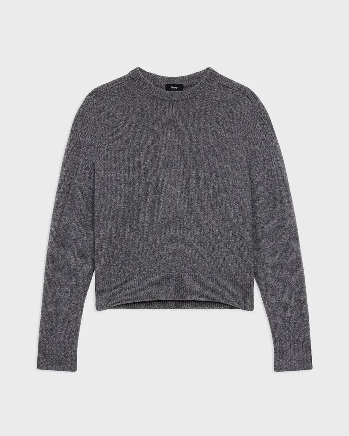 Women Sweaters Cardigans Theory Cropped Sweater In Cashmere Light Charcoal