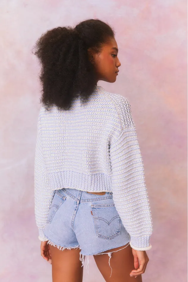 Women Sweaters LoveShackFancy Koa Cotton Stripe Pullover Sweater Ocean Pearl Women Sweaters LoveShackFancy Koa Cotton Stripe Pullover Sweater Ocean Pearl