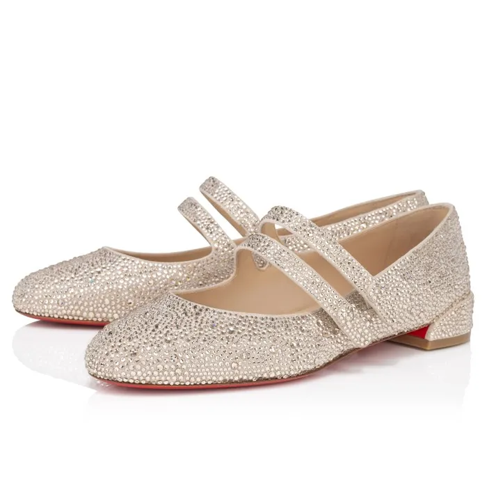 Women Sweet Jane Strass Ballerinas 8211 Veau Velours And Strass 8211 Nude 1 Christian Louboutin Flats and Loafers Women Sweet Jane Strass Ballerinas 8211 Veau Velours And Strass 8211 Nude 1 Christian Louboutin Flats and Loafers