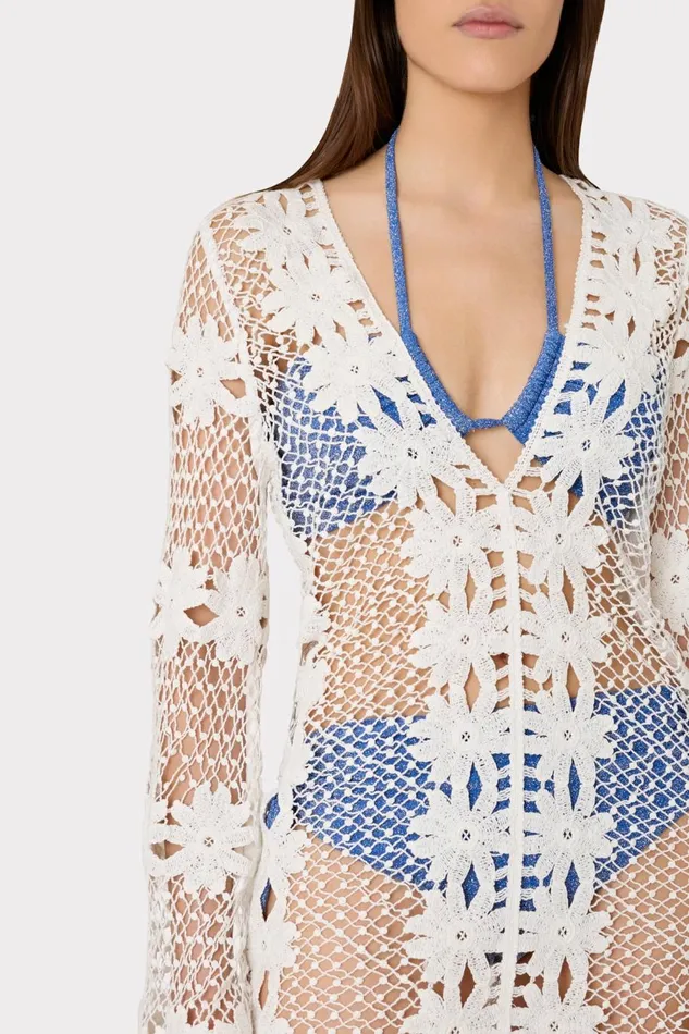 Women Swim and Coverups Milly Floral Crochet Coverup Dress White Women Swim and Coverups Milly Floral Crochet Coverup Dress White