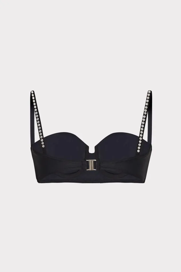 Women Swim and Coverups Milly Heat Set Embellishment Bikini Top Black
