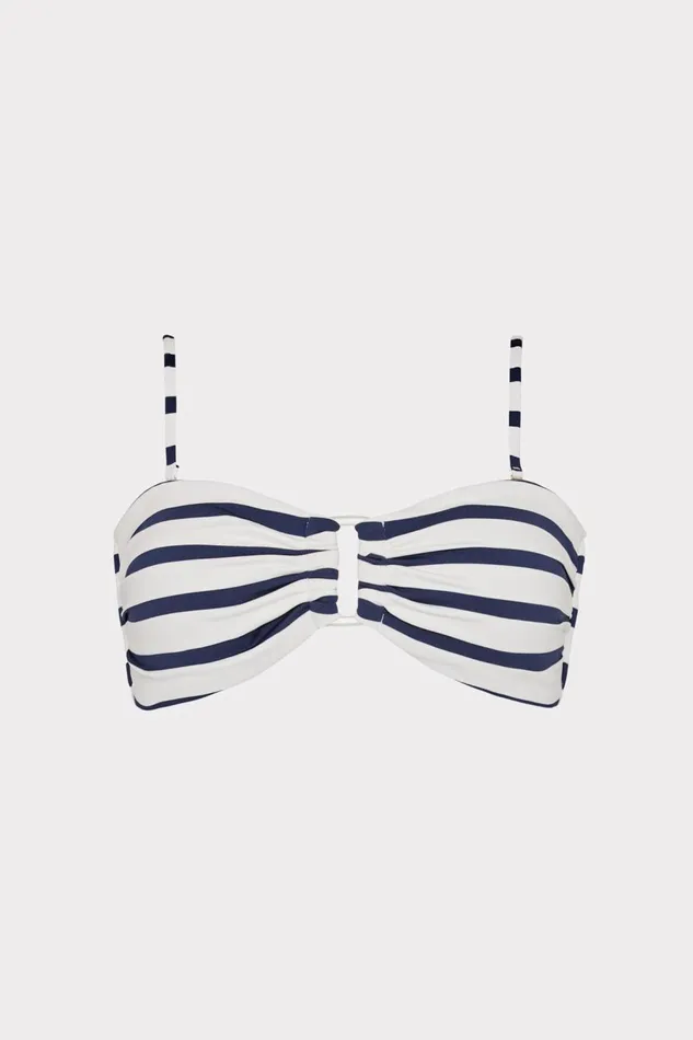 Women Swim and Coverups Milly Nautical Stripe Bikini Top Navywhite